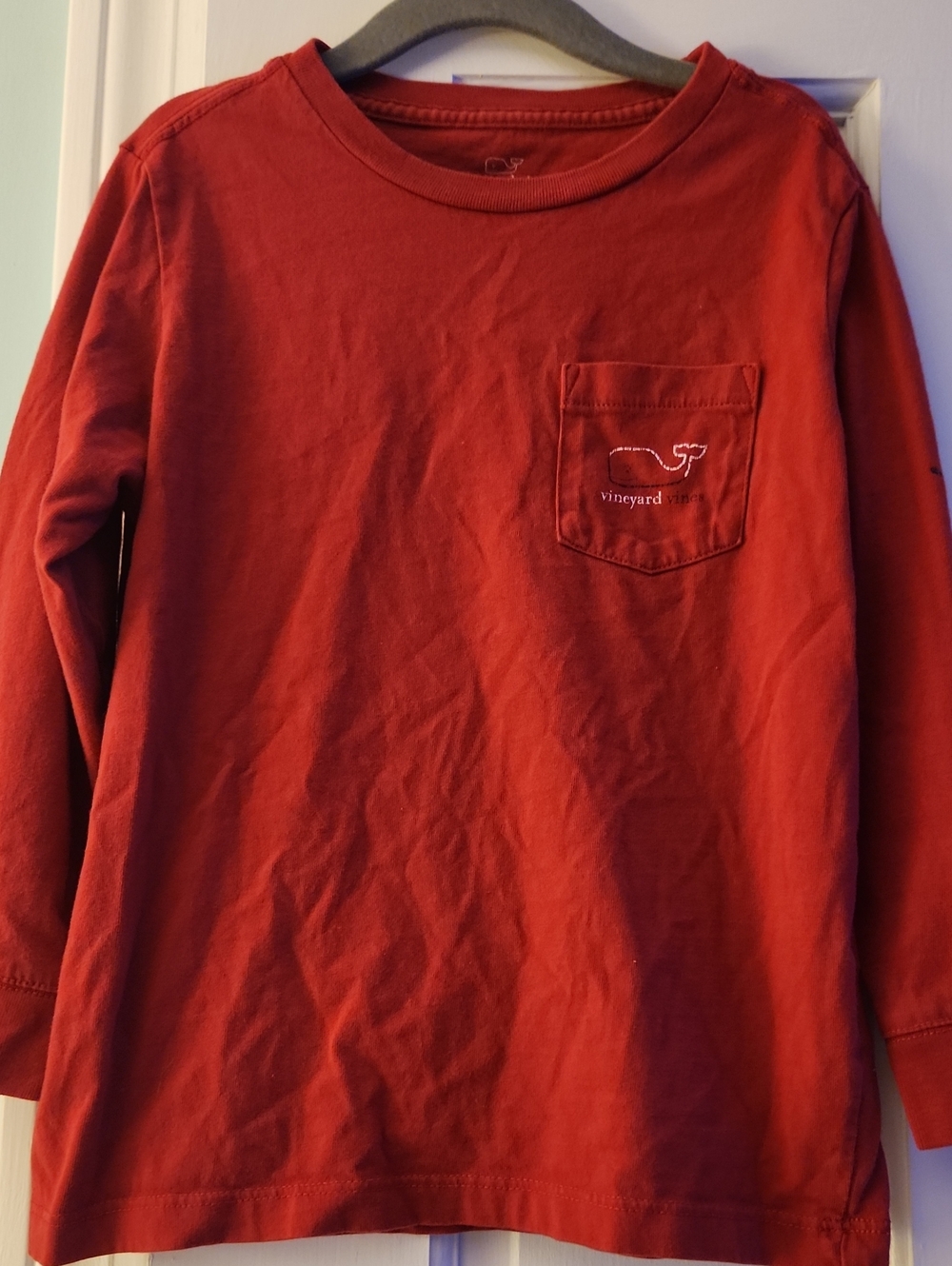 Vineyard Vines Kids Brick Red Long-Sleeve Pocket Tee